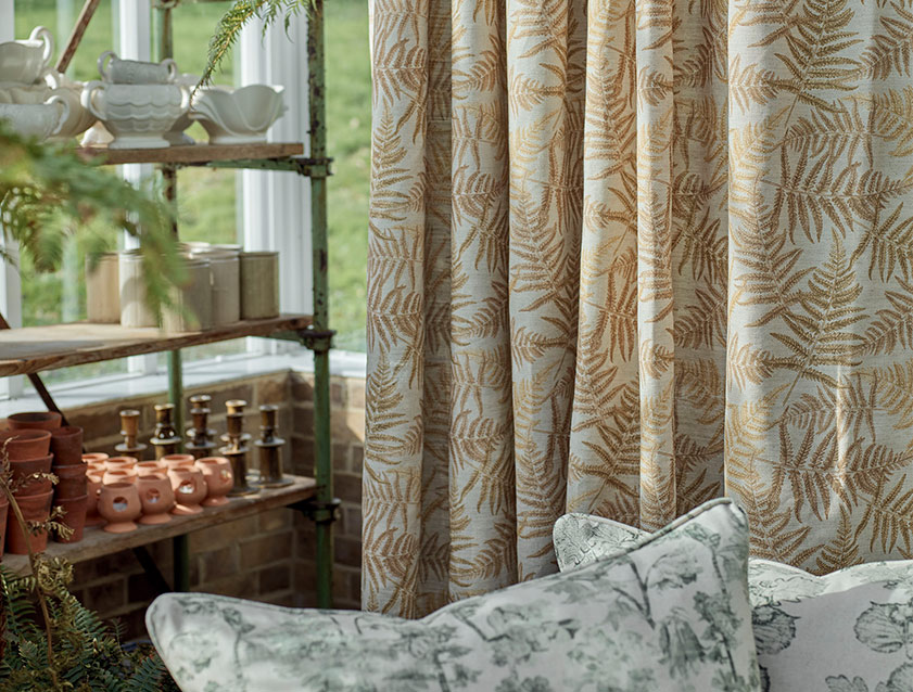 Curtains in Frond All Over Sandstone